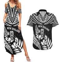 Custom New Zealand Rugby Couples Matching Summer Maxi Dress and Hawaiian Shirt Silver Fern Maori Pattern