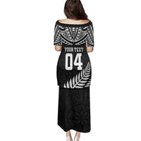 Custom New Zealand Rugby Family Matching Puletasi and Hawaiian Shirt Silver Fern Maori Pattern