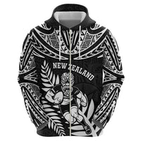 Custom New Zealand Rugby Hoodie Silver Fern Maori Pattern