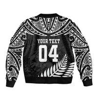Custom New Zealand Rugby Sleeve Zip Bomber Jacket Silver Fern Maori Pattern DT04 - Polynesian Pride