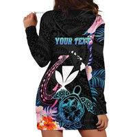 Personalised Hawaii Hoodie Dress Kanaka Maoli With Fish Hook