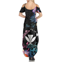 Personalised Hawaii Summer Maxi Dress Kanaka Maoli With Fish Hook