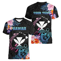 Personalised Hawaii Women V-Neck T-Shirt Kanaka Maoli With Fish Hook