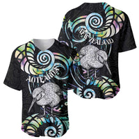 New Zealand Kiwi Bird Baseball Jersey Silver Fern Koru Paua Shell