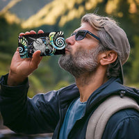 New Zealand Kiwi Bird 4 in 1 Can Cooler Tumbler Silver Fern Koru Paua Shell