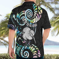 New Zealand Kiwi Bird Hawaiian Shirt Silver Fern Koru Paua Shell