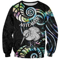 New Zealand Kiwi Bird Sweatshirt Silver Fern Koru Paua Shell