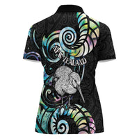 New Zealand Kiwi Bird Women Polo Shirt Silver Fern Koru Paua Shell