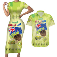 New Zealand Kiwi Couples Matching Short Sleeve Bodycon Dress and Hawaiian Shirt I Just Really Like Kiwis