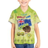 New Zealand Kiwi Family Matching Off The Shoulder Long Sleeve Dress and Hawaiian Shirt I Just Really Like Kiwis