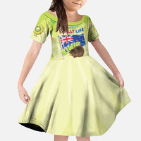 New Zealand Kiwi Family Matching Summer Maxi Dress and Hawaiian Shirt I Just Really Like Kiwis DT04 Daughter's Dress Green - Polynesian Pride