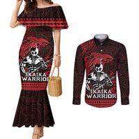 Hawaii Ikaika Warrior Couples Matching Mermaid Dress and Long Sleeve Button Shirt Hawaiian Tribal Tattoo