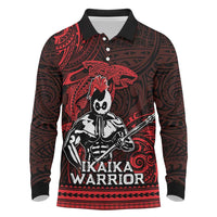 Hawaii Ikaika Warrior Long Sleeve Polo Shirt Hawaiian Tribal Tattoo