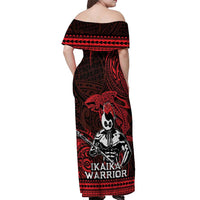 Hawaii Ikaika Warrior Off Shoulder Maxi Dress Hawaiian Tribal Tattoo