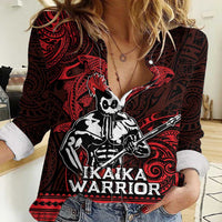 Hawaii Ikaika Warrior Women Casual Shirt Hawaiian Tribal Tattoo