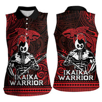 Hawaii Ikaika Warrior Women Sleeveless Polo Shirt Hawaiian Tribal Tattoo