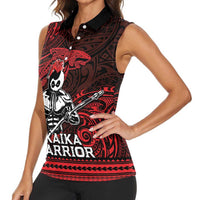 Hawaii Ikaika Warrior Women Sleeveless Polo Shirt Hawaiian Tribal Tattoo
