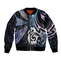 New Zealand Aotearoa Bomber Jacket Maori Hei Manaia Purple Paua Shell DT04 Unisex Purple - Polynesian Pride