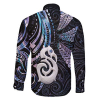 New Zealand Aotearoa Family Matching Short Sleeve Bodycon Dress and Hawaiian Shirt Maori Hei Manaia Purple Paua Shell DT04 - Polynesian Pride