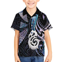 New Zealand Aotearoa Family Matching Summer Maxi Dress and Hawaiian Shirt Maori Hei Manaia Purple Paua Shell