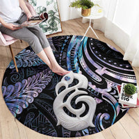 New Zealand Aotearoa Round Carpet Maori Hei Manaia Purple Paua Shell