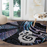 New Zealand Aotearoa Round Carpet Maori Hei Manaia Purple Paua Shell