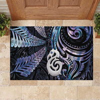 New Zealand Aotearoa Rubber Doormat Maori Hei Manaia Purple Paua Shell DT04 Purple - Polynesian Pride