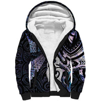 New Zealand Aotearoa Sherpa Hoodie Maori Hei Manaia Purple Paua Shell