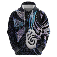 New Zealand Aotearoa Zip Hoodie Maori Hei Manaia Purple Paua Shell