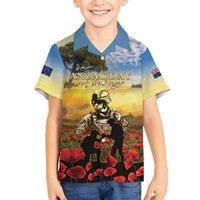 New Zealand ANZAC Day Family Matching Off Shoulder Maxi Dress and Hawaiian Shirt The Ode Remembrance And Poppy