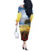 New Zealand ANZAC Day Off The Shoulder Long Sleeve Dress The Ode Remembrance And Poppy