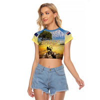 New Zealand ANZAC Day Raglan Cropped T Shirt The Ode Remembrance And Poppy