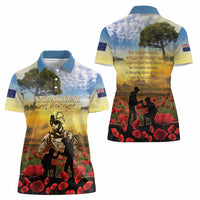 New Zealand ANZAC Day Women Polo Shirt The Ode Remembrance And Poppy
