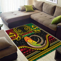 Vanuatu Language Week Area Rug Boar Tusk Warrior Tribal Floral Pattern