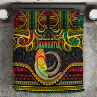 Vanuatu Language Week Bedding Set Boar Tusk Warrior Tribal Floral Pattern
