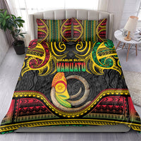 Vanuatu Language Week Bedding Set Boar Tusk Warrior Tribal Floral Pattern