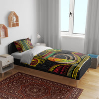 Vanuatu Language Week Bedding Set Boar Tusk Warrior Tribal Floral Pattern