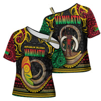 Vanuatu Language Week Cross Shoulder Shirt Boar Tusk Warrior Tribal Floral Pattern