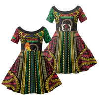 Vanuatu Language Week Family Matching Off Shoulder Maxi Dress and Hawaiian Shirt Boar Tusk Warrior Tribal Floral Pattern