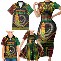 Vanuatu Language Week Family Matching Short Sleeve Bodycon Dress and Hawaiian Shirt Boar Tusk Warrior Tribal Floral Pattern DT05 - Polynesian Pride