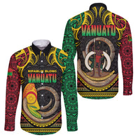 Vanuatu Language Week Family Matching Short Sleeve Bodycon Dress and Hawaiian Shirt Boar Tusk Warrior Tribal Floral Pattern DT05 Dad's Shirt - Long Sleeve Black - Polynesian Pride