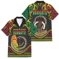 Vanuatu Language Week Family Matching Summer Maxi Dress and Hawaiian Shirt Boar Tusk Warrior Tribal Floral Pattern DT05 Dad's Shirt - Short Sleeve Black - Polynesian Pride