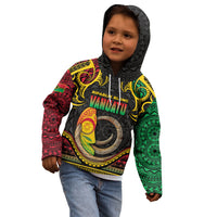 Vanuatu Language Week Kid Hoodie Boar Tusk Warrior Tribal Floral Pattern