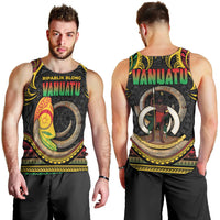 Vanuatu Language Week Men Tank Top Boar Tusk Warrior Tribal Floral Pattern