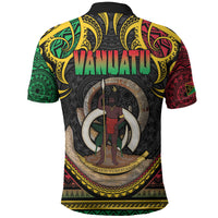 Vanuatu Language Week Polo Shirt Boar Tusk Warrior Tribal Floral Pattern