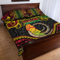 Vanuatu Language Week Quilt Bed Set Boar Tusk Warrior Tribal Floral Pattern