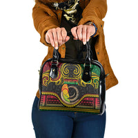 Vanuatu Language Week Shoulder Handbag Boar Tusk Warrior Tribal Floral Pattern