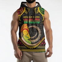 Vanuatu Language Week Sleeveless Hoodie Boar Tusk Warrior Tribal Floral Pattern