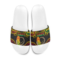 Vanuatu Language Week Slide Sandals Boar Tusk Warrior Tribal Floral Pattern