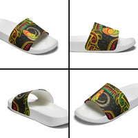 Vanuatu Language Week Slide Sandals Boar Tusk Warrior Tribal Floral Pattern